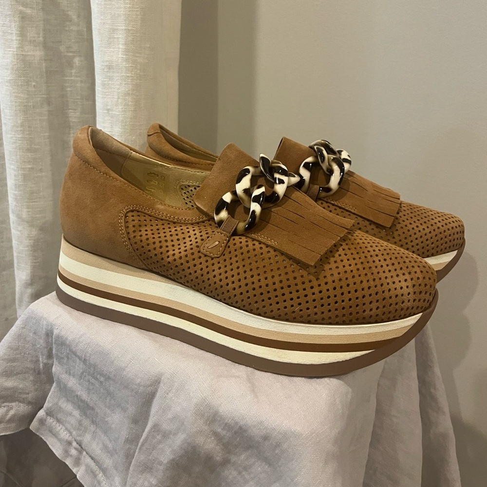 Softwaves Cadie Platform Slip-On Sneaker- Cognac 39 NIB